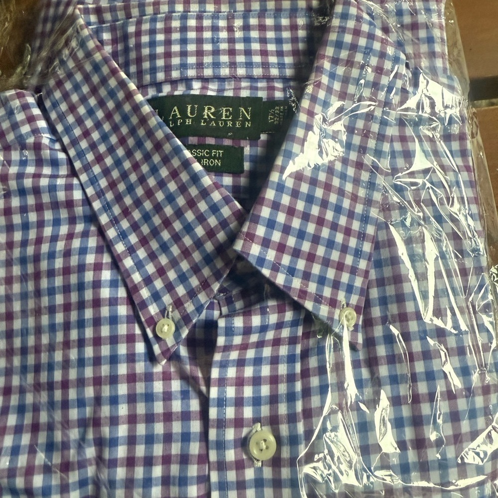 Ralph Lauren Men's Purple button down Checkered Shirt EA022 - Picture 3 of 7